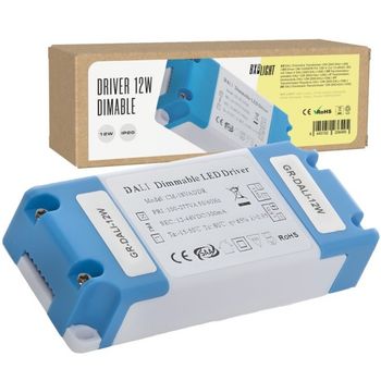 Driver dali 12w, 12-48vdc, 300ma, ip20, pvc/abs, 100-277v ac