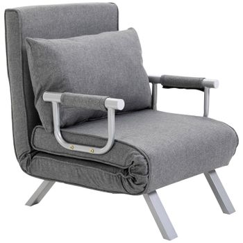 HOMCOM Sillón Relax con Función de Cama 65x69x80 cm Gris   Aosom España