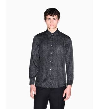 A|X Armani Exchange para hombre. XM002280AF13235FC304 Camisa Technical negro (L), Casual, Viscosa, Manga larga
