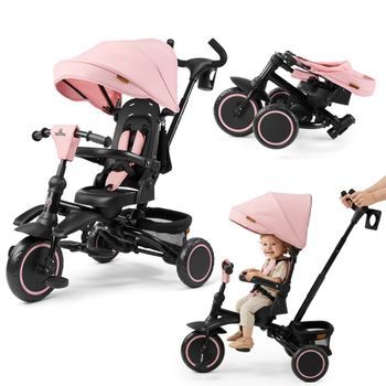 Triciclo Evolutivo Bebé Hypermotion Tobi Timber 2 En 1 Plegable Con Capota Y Empujador