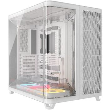Caja Corsair AIR 5400 LX-R Link RGB triple cámara vidrio templado Blanca