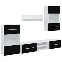 muebles para tv  muebles de salon 5 uds con iluminacion led negra mate cfw90441