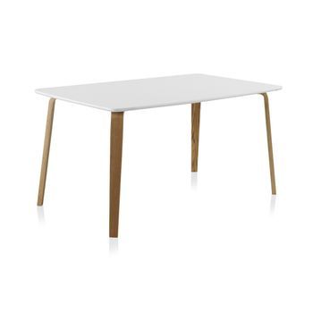 Mesa De Comedor De Roble Blanco Contrachapado 150x90 Cm