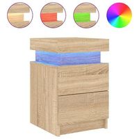 mesita de noche con luces led roble sonoma 35x39x55 cm vidaxl