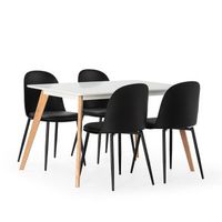 juego de mesa 120x80 cm y 4 sillas de comedor kana color negro