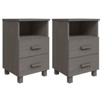 pack 2 uds mesitas noche  mesa auxiliar  mesilla hamar pino macizo gris claro 40x35x62 cm