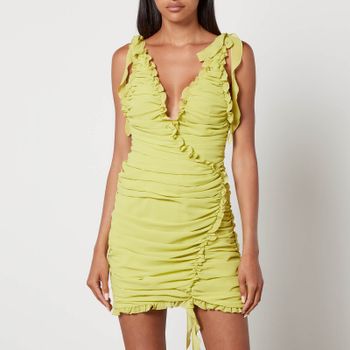 De La Vali Rose Ruched Chiffon Mini Dress - UK 8