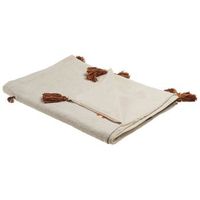 manta de algodon beige naranja blanco 130 x 180 cm hecho a mano llama khandwa