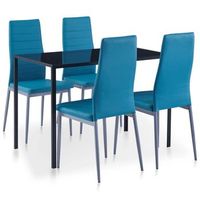 conjunto de mesa y sillas de comedor 5 piezas azul vidaxl