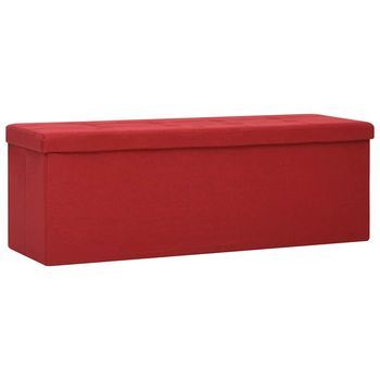 Banco De Almacenamiento Plegable Lino Sintético Rojo Vino Tinto Vidaxl