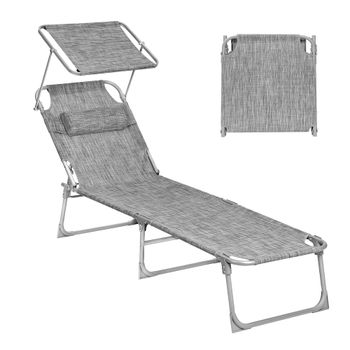 Tumbona Reclinable Plegable, Greige / 53 X 193 X 29 cm