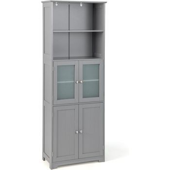 Armario Alto De Baño Con 2 Puertas Y 1 Cajón, Armario Independiente Costway 60 X 30 X 163 Cm