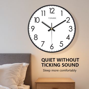 Reloj de pared de cuarzo Simple con números grandes, reloj fácil de leer, moderno, silencioso, sin tictac, decoración del hogar montada en la pared