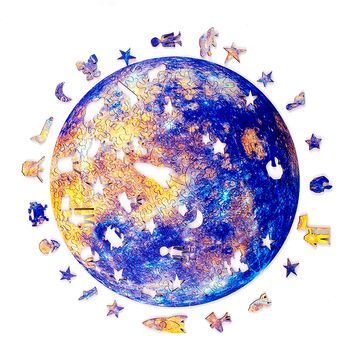 Puzle De Madera Con 263 Piezas. Diseño Planeta Tierra. 1x0,5x1 Cm. Color: Azul
