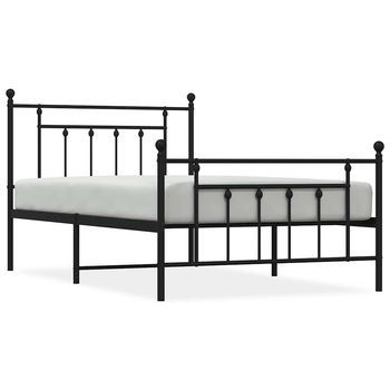 Cama Individual | Estructura Cama Sin Colchón Con Estribo Metal Negro 100x200 Cm Cfw36714