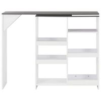 mesa de bar con estanteria movil blanca 138x39x110 cm
