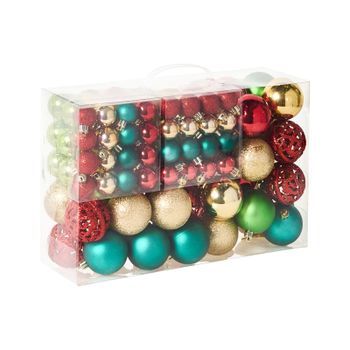 Conjunto De 100 Bolas De Plástico Para Colgar En El Árbol De Navidad Adornos Navideños Estilo Tradicional Moderno Brillante Y Mate Multicolor Vanern