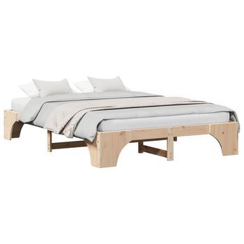 Cama Matrimonial | Cama Para Adulto | Estructura De Cama Natural 160 X 200 Cm Madera De Pino Macizo