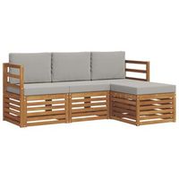 conjunto de sofas de exterior 4 piezas  mueble de jardin gris natural y claro
