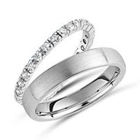juego de anillos de boda de plata de ley con circonitas