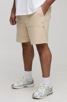 plus elasticated waist relaxed fit carpenter shorts beige