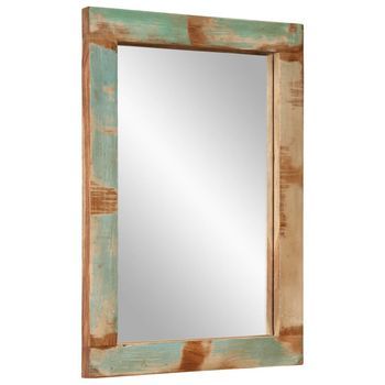 Espejo De Vidrio Y Madera Maciza Reciclada 70x50 Cm Vidaxl