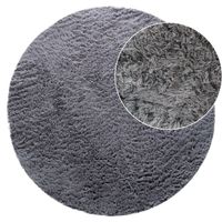 alfombra de pelo largo silvana gris  80 cm redondo