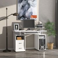 escritorio con estanterias de melamina homcom 120x55x85 cm blanco