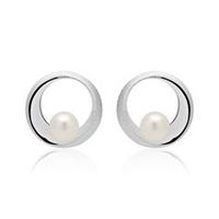pendientes circulares de plata 925 con perlas