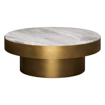 Mesa De Centro Redonda , 80 Cm De Diámetro, Dorada - Atmosphera Createur D'interieur