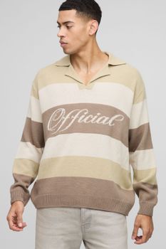 Jersey Oversize Estilo Polo De Punto Con Solapas, Beige