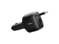 cargador coche - belkin bbc036hqdg-mr compatible con dispositivos alimentados por usb-c cable usb-c retractil negro