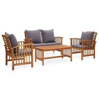 muebles de jardin 4 piezas con cojines madera maciza de acacia vidaxl