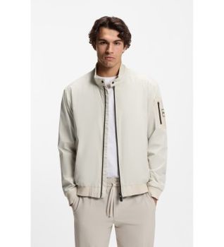 BOSS para hombre. 50556129 Cazadora repelente al agua con ribete doble beige (S), Casual, Poliamida