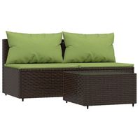 set muebles de jardin 3 uds y cojines ratan sintetico marron cfw523998