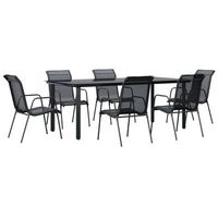 juego de comedor para jardin 7 piezas  mueble de jardin acero y textilene negro