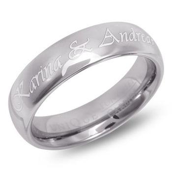 Anillo de tungsteno brillante robusto grabado láser
