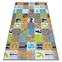 alfombra para ninos jumpy patchwork letras numeros gris  naranja  100x500 cm