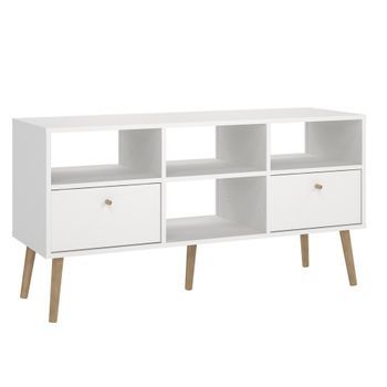 Mueble Tv 2 Cajones Colección Guadiana Blanco 118x40x61 Cm