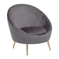 silla de terciopelo gris respaldo redondo patas doradas para salon estilo glamour retro langa