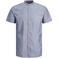 jack  jones camisa manga corta 12253970 jjesummer band linen blend shirt ss s24 faded denim para hombre