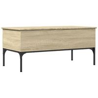 mesa de centrormesa auxiliarrmesa de cafe madera ingenieria metal roble sonoma 100x50x45cm