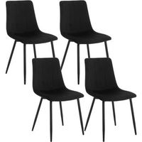 set 4 sillas de comedor klihome de terciopelo y metal sillas de cocina para sala de estar dormitorio - negro - woltu