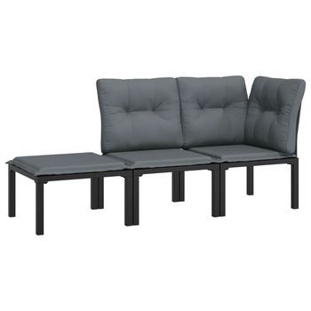 Conjunto De Muebles Jardín 3 Uds | Mesa Y Sillas Ratán Sintético Negro Y Gris