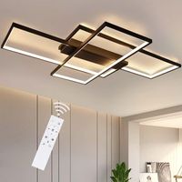 nettlife lampara techo ajustable 100x70x8cm 3 led negras cuadradas control remoto iluminacion acrilica 88w