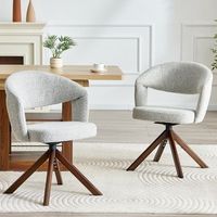 set de 2 sillas giratorias - comedor - madera y tela - gris claro y nogal 47x475x815cm