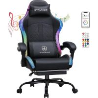 silla gaming gtplayer con altavoces luz led y bolsillo trasero - negro