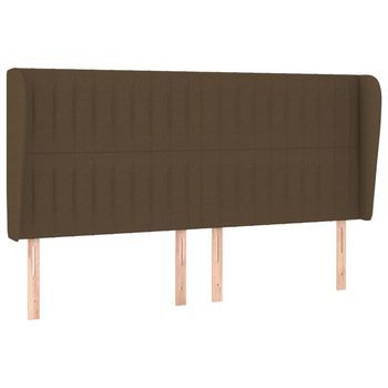 Cabecero Cama | Panel De Cabecera Con Orejas De Tela Marrón Oscuro 183x23x118/128 Cm