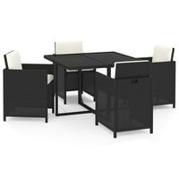conjunto comedor jardin 5 uds  mueble jardin mesa y sillas con cojines ratan sintetico negro