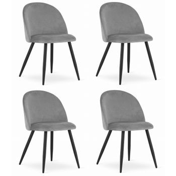 Set De 4 Silla De Comedor Terciopelo Valora Bello Asiento De Terciopelo Gris Claro